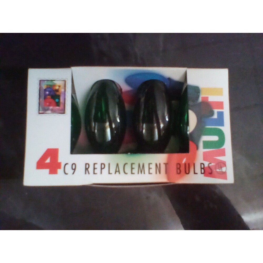 4 Pack 7 Watt Incandescent Transparent Green C9 Replacement Xmas Light Bulbs